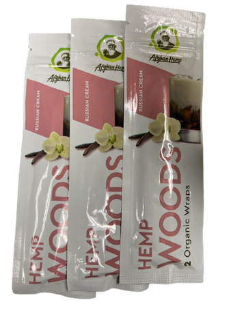 Afghan Hemp Woods Herbal Organic Natural 2 Russian Cream Flavor Papers Wraps Per Pack (3 Count)
