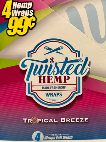 Twisted Hemp Organic Natural 4 Wraps Per Pack Tropical Breeze Flavor (3 Count)