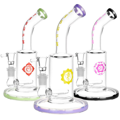 Inline Perc Chakra Water Pipe - 7.5" / 14mm F / Colors Vary