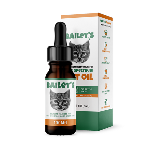 Bailey's Full Spectrum Hemp Derived CBD Oil For Cats | 100MG 15ml Tincture