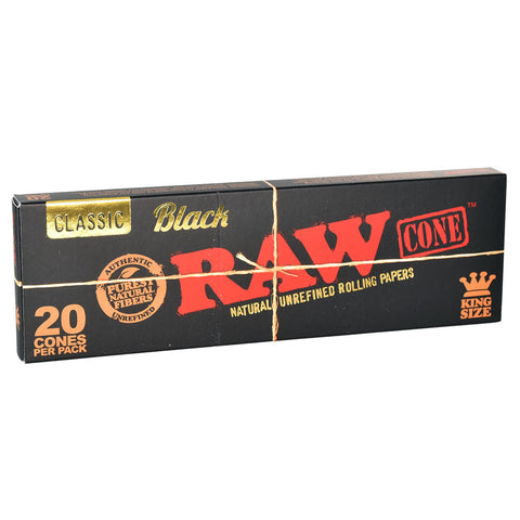 12PC DISP - RAW Black Pre-Rolled Cones - 20pk/King Size
