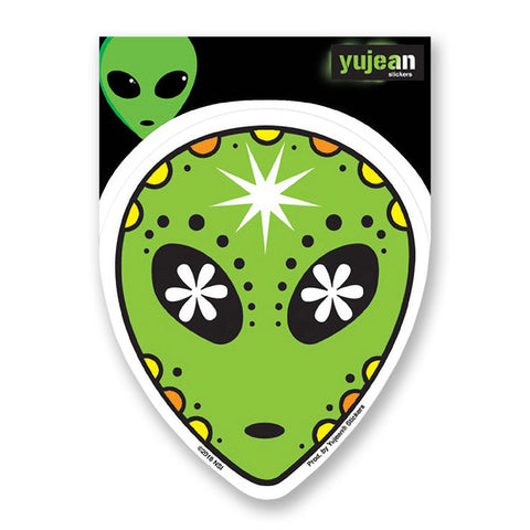 Alien Sugar Skull Sticker - 3.75" x 4.5"