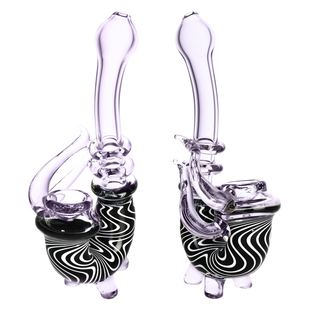 Psychedelic Black & White Waves Stand-up Sherlock Pipe - 7"