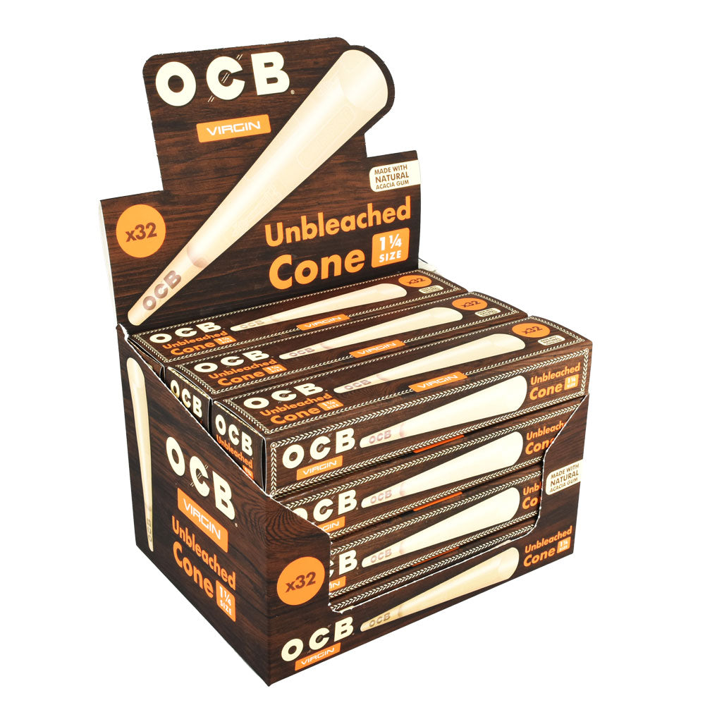 12PC DISPLAY - OCB Virgin Unbleached Cones