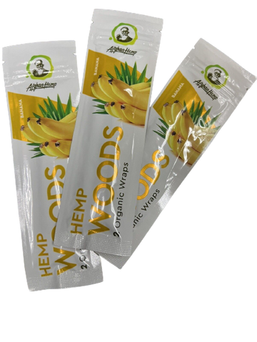 Afghan Hemp Woods Herbal Organic Natural 2 Banana Flavor Papers Wraps Per Pack (3 Count)